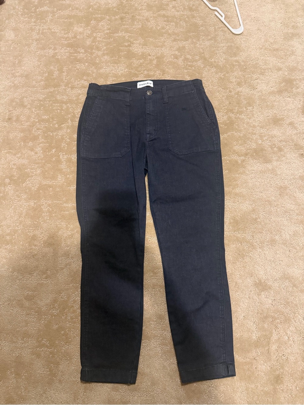Dark Navy High-Rise Cropped Utility Pants